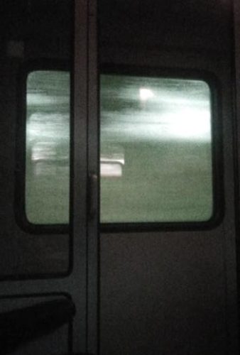 View through train window